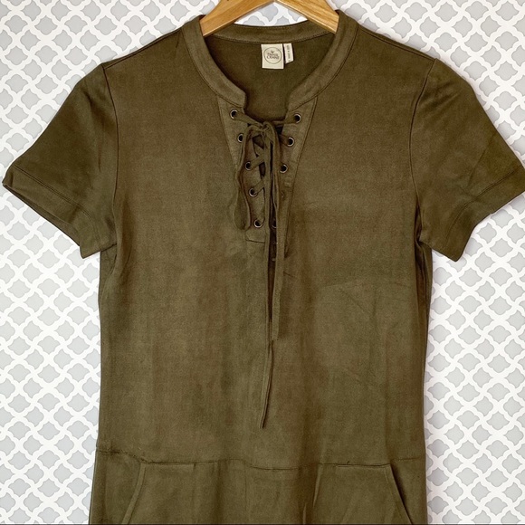 GUC Paper Crane Front Lace Up Faux Suede Dress - Picture 4 of 14